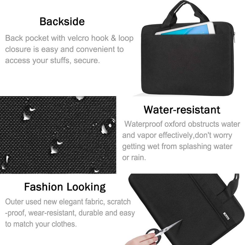 Voova Laptop Bag 17 17.3 Inch, 360Â° Protective Laptop Case Sleeve with Shoulder Strap Compatible with 17-18 Inch Lenovo Asus Acer Dell Hp, Waterproof Computer Bag Slim Briefcase for Men Women, Black - Image 4